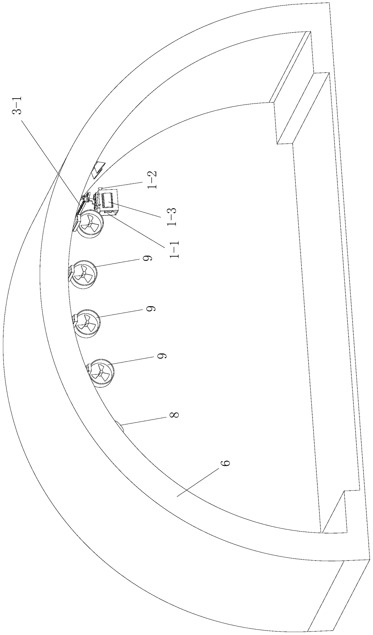 A mobile dynamic monitoring pan-tilt in a tunnel