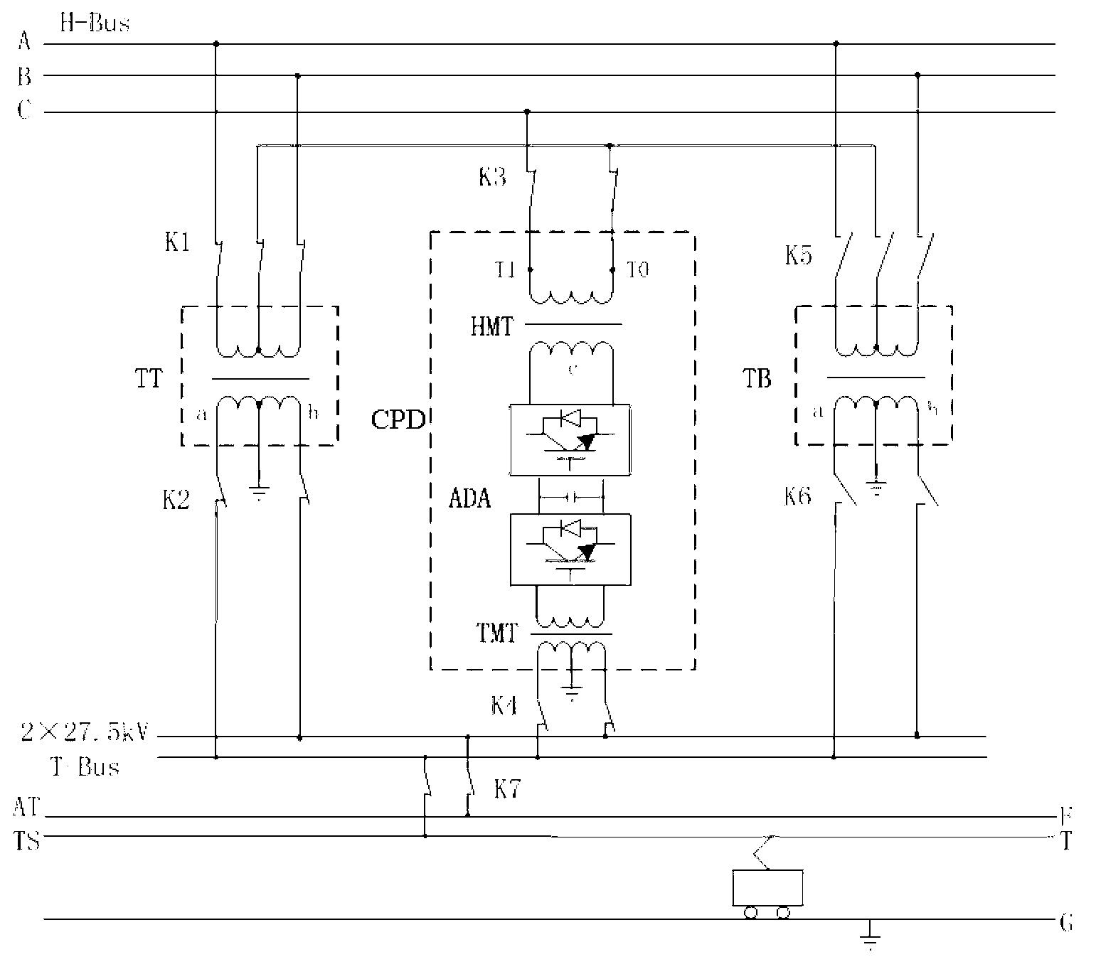 Single-phase combined co-phased power supply and transformation structure