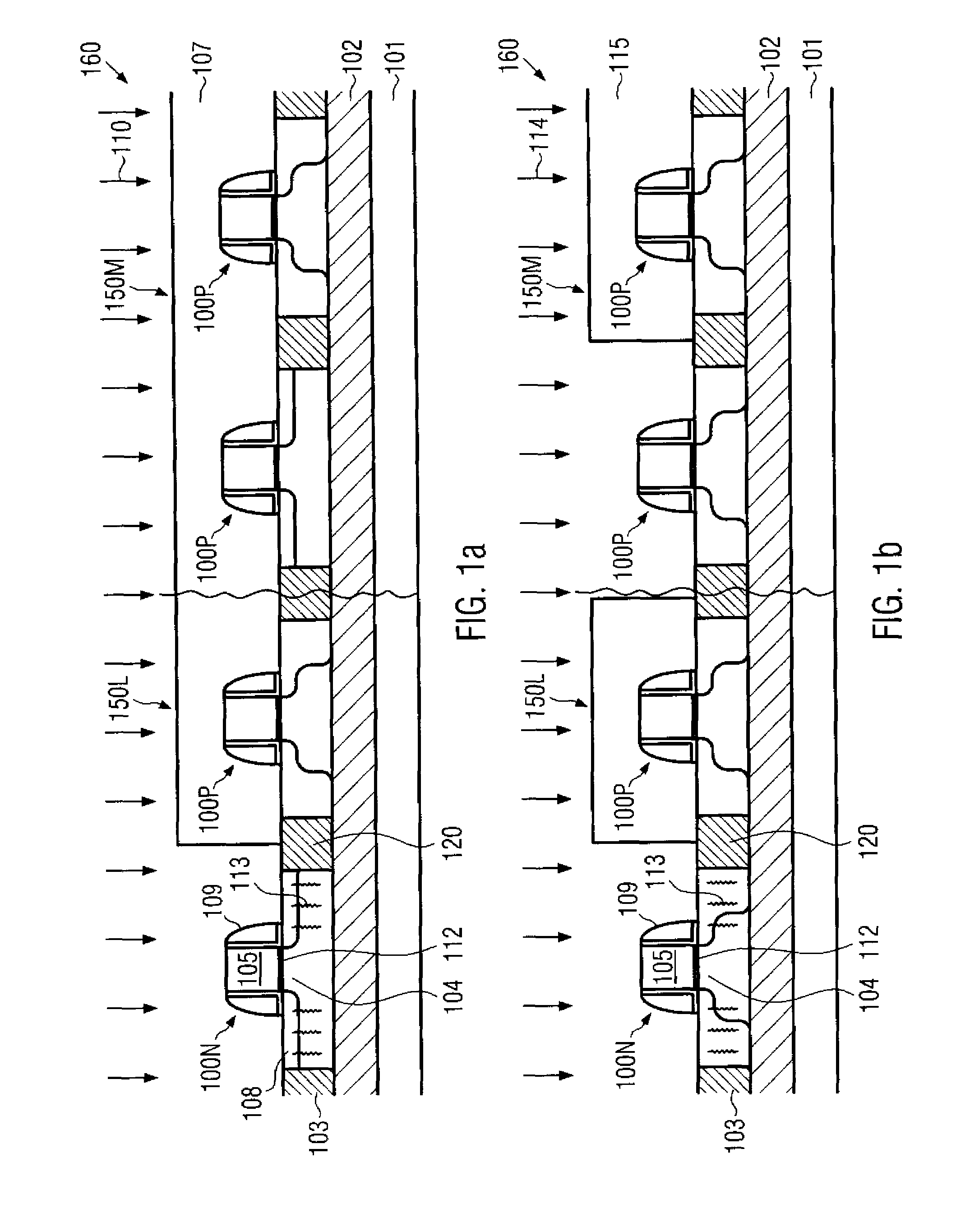 Semiconductor device having stressed etch stop layers of different intrinsic stress in combination with PN junctions of different design in different device regions