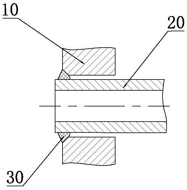 Embedded deep-hole welding structure for flexible tube plate of waste heat boiler