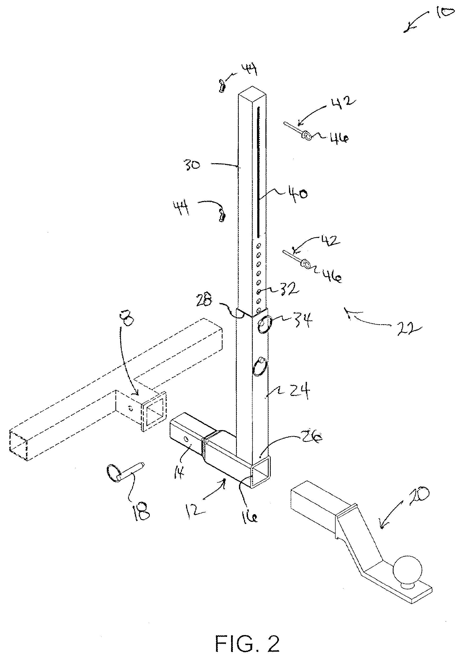 Display Apparatus for a Vehicle Having a Receiver Hitch