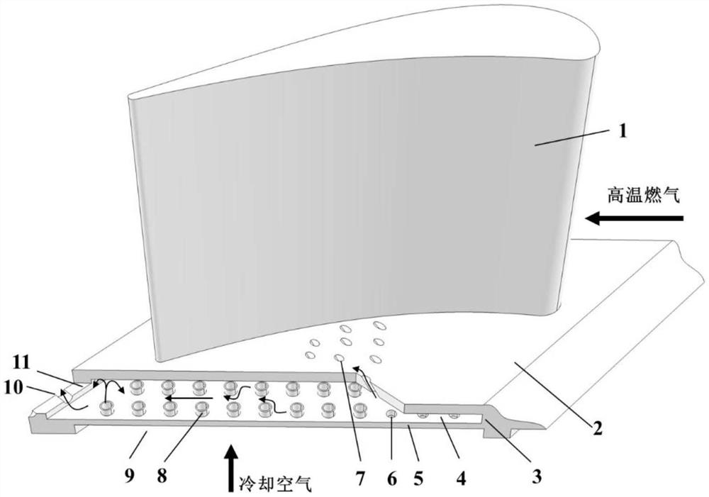 A Composite Cooling Structure of Turbine Guide Vane End Wall