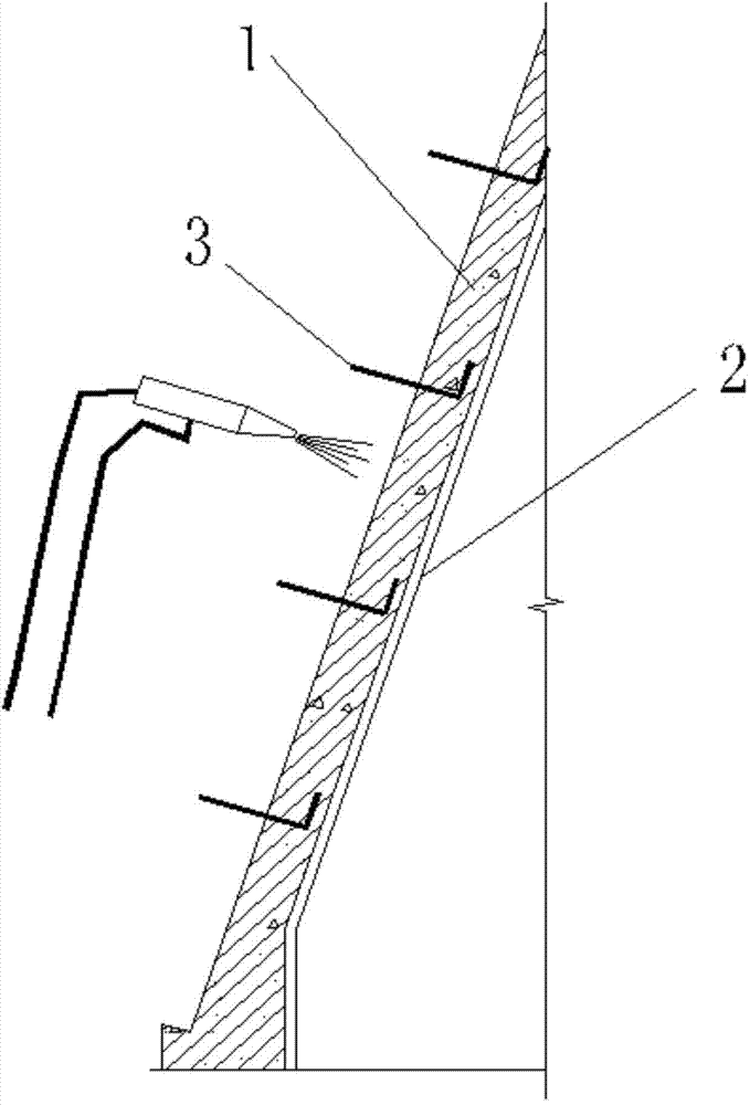 Concrete construction method for big-gradient sloping roof