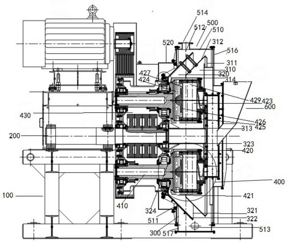 Discharging device and discharging control method for planetary ball mill