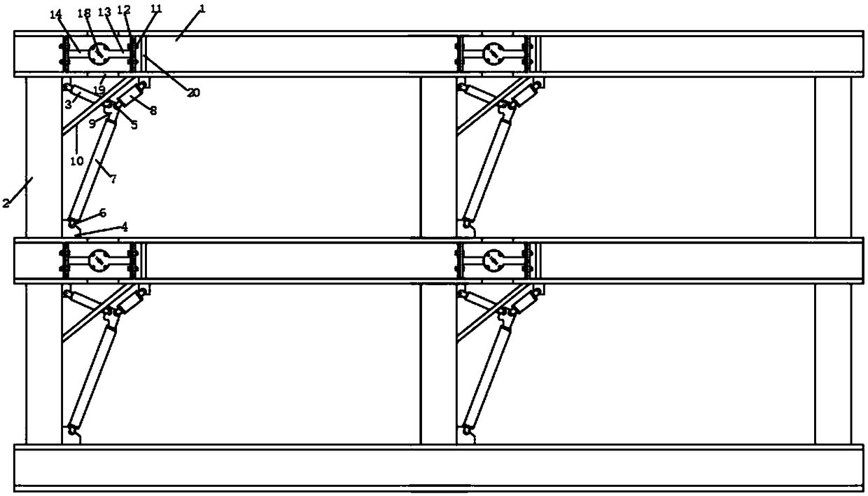 Assembled steel structure with replaceable beam end rotating energy-dissipating hinge and small oblique span lasso