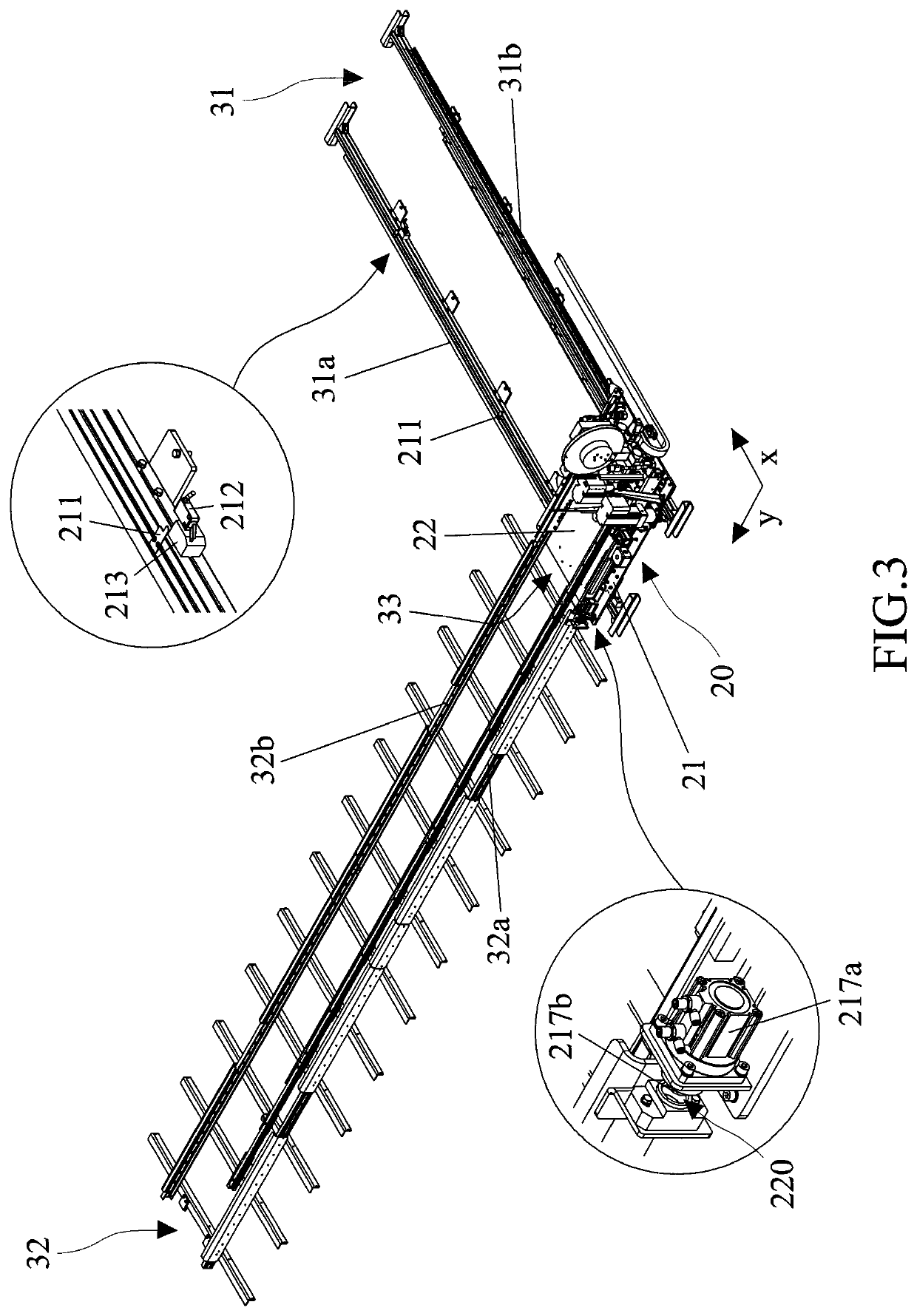 Stacker crane with an improved sliding mechanism