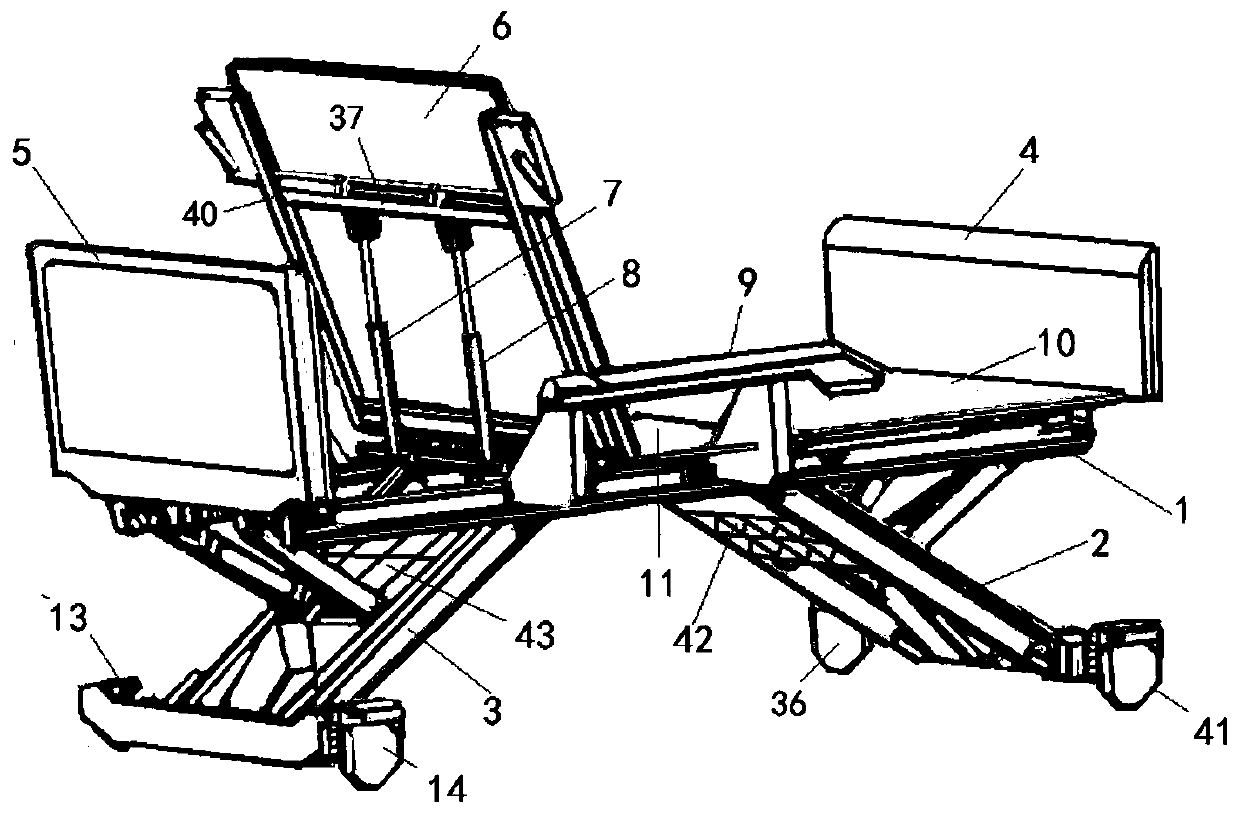 Portable multifunctional bed with adjustable height and angle as well as control method