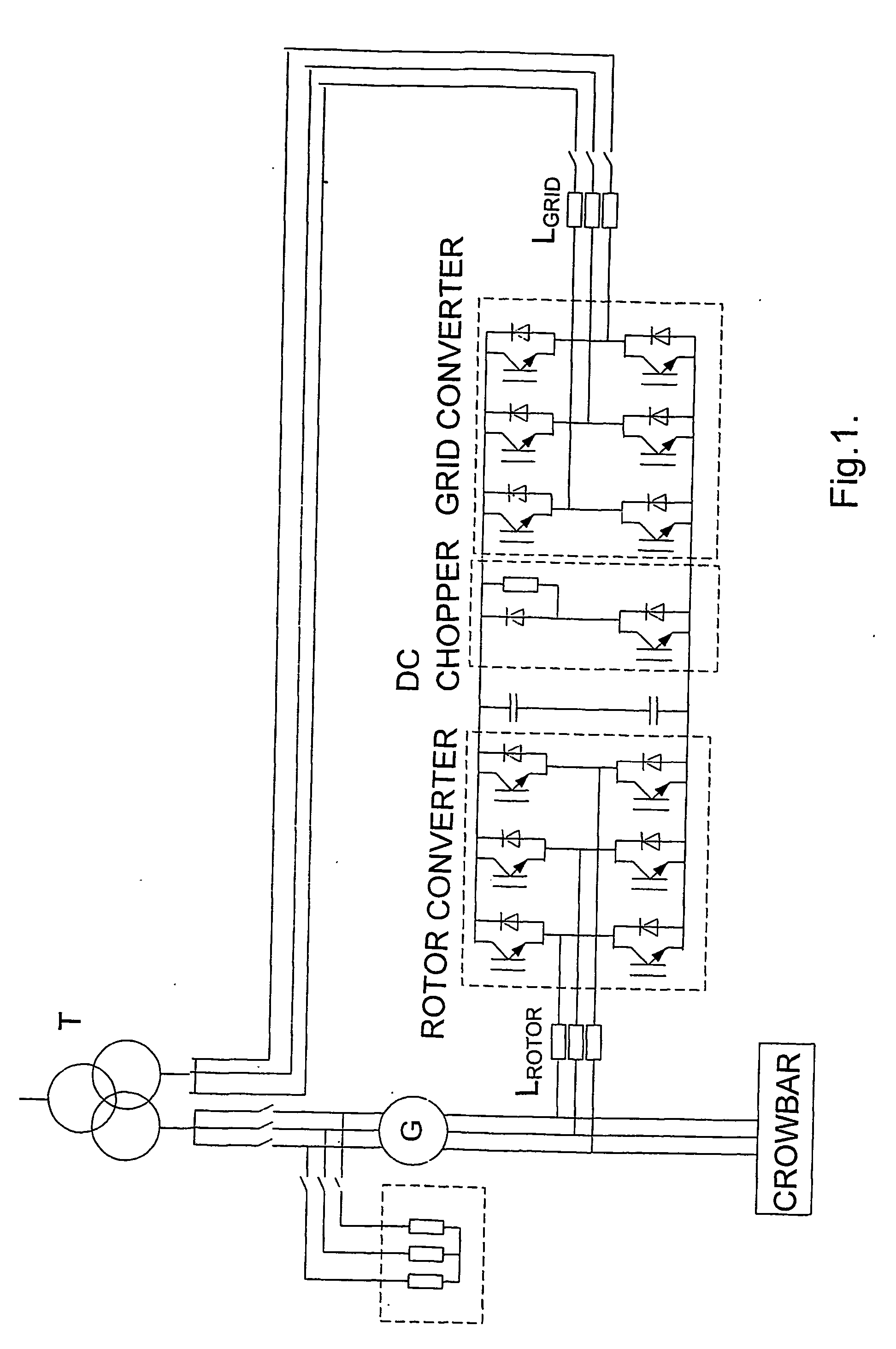 Method for controlling a power-grid connected wind turbine generator during grid faults and apparatus for implementing said method