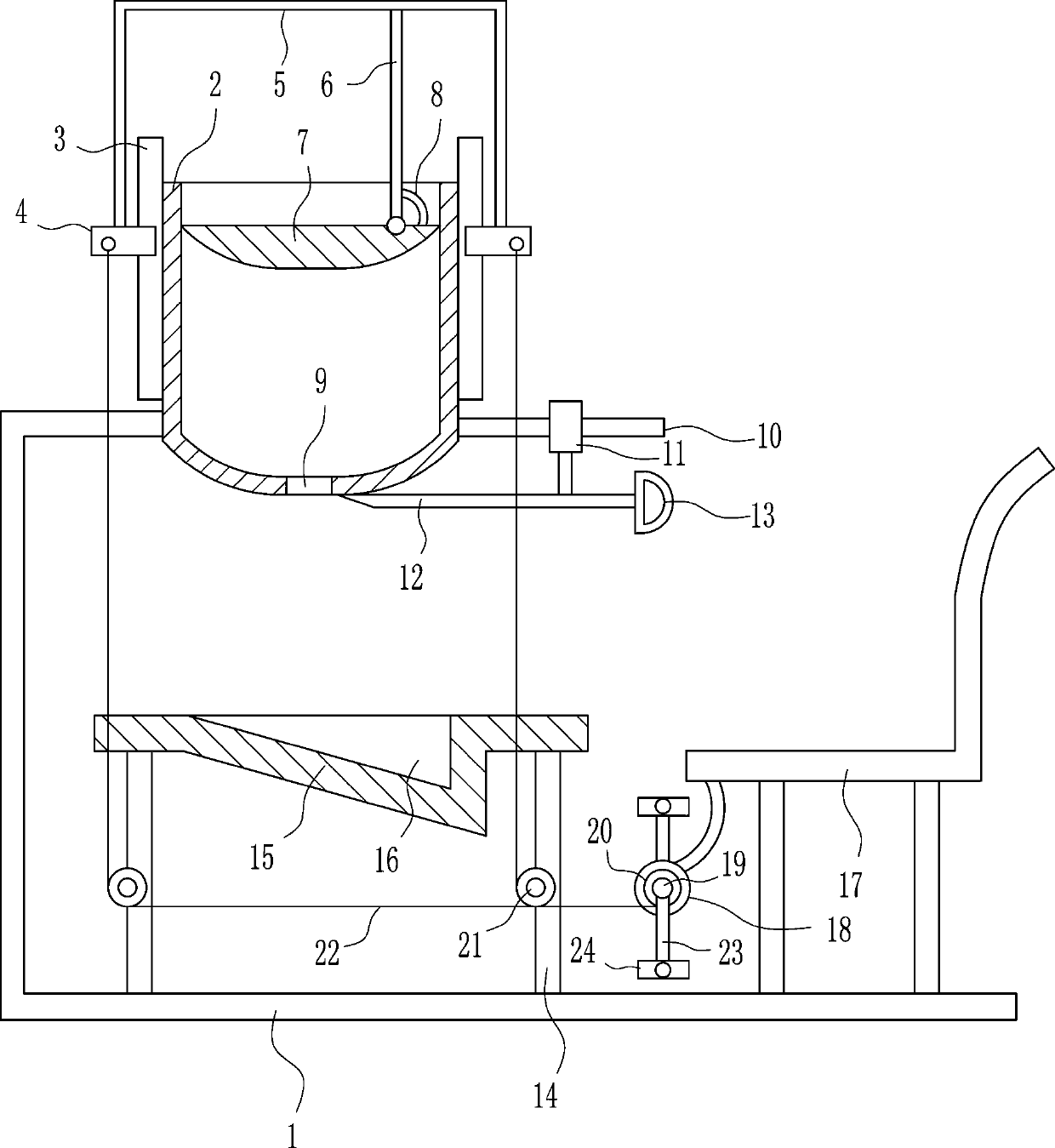 A kind of lifting type dough segmentation equipment for pasta teaching