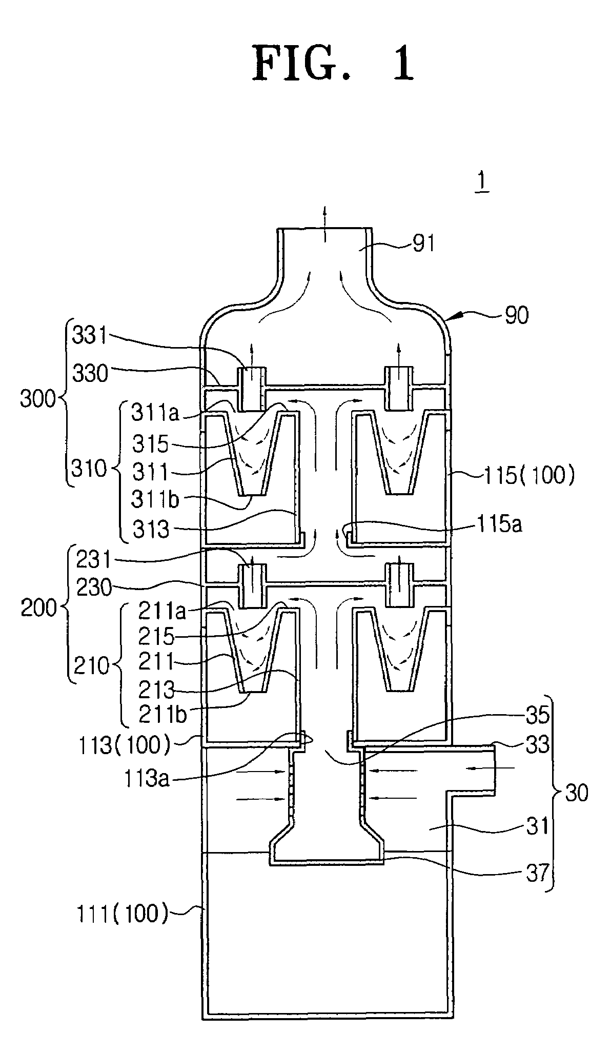 Multi-cyclone dust separator and a vacuum cleaner using the same
