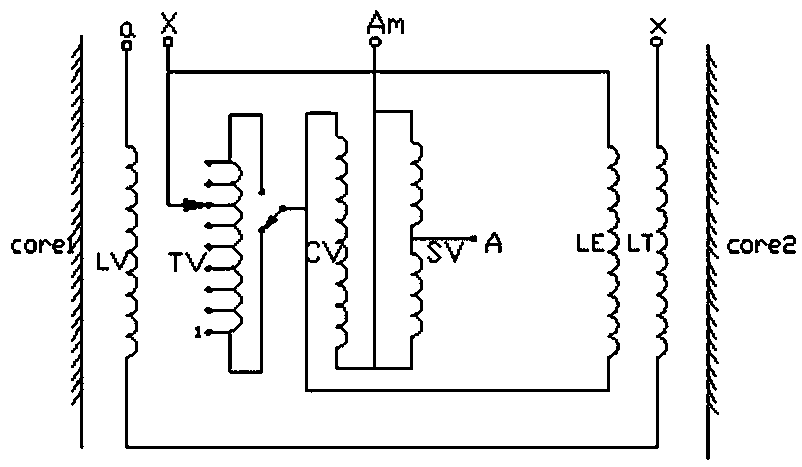 500kV single-phase self-coupling on-load voltage regulating transformer with built-in compensation transformer