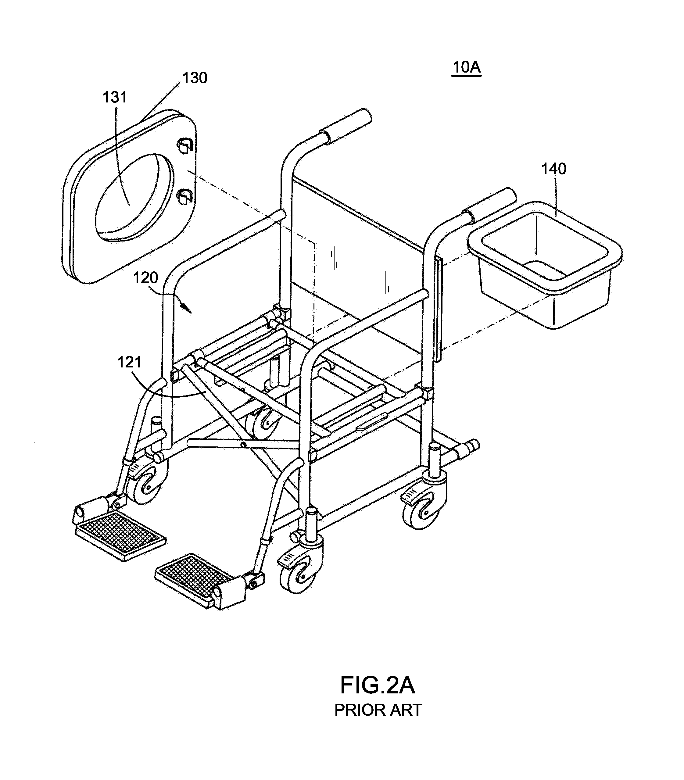 Folding wheelchair with an excretion device