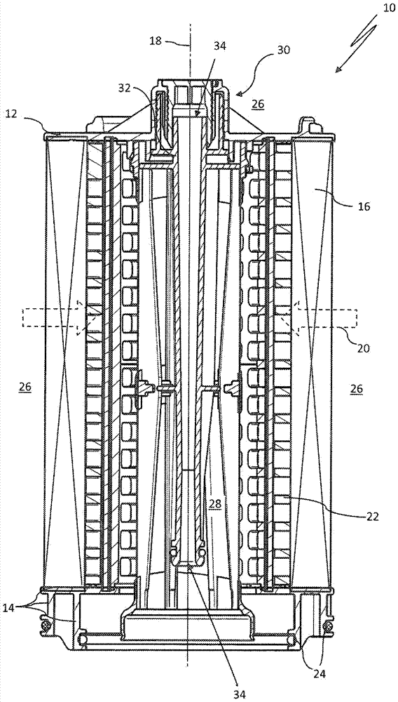 Filter element and filter system with siphon venting arrangement