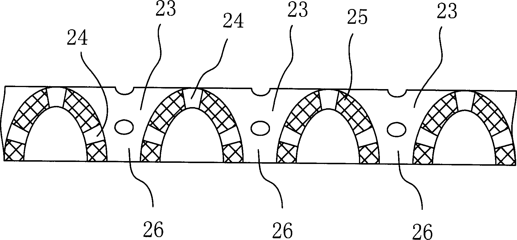 Secondary mesh combined plastic punched film and method for making same