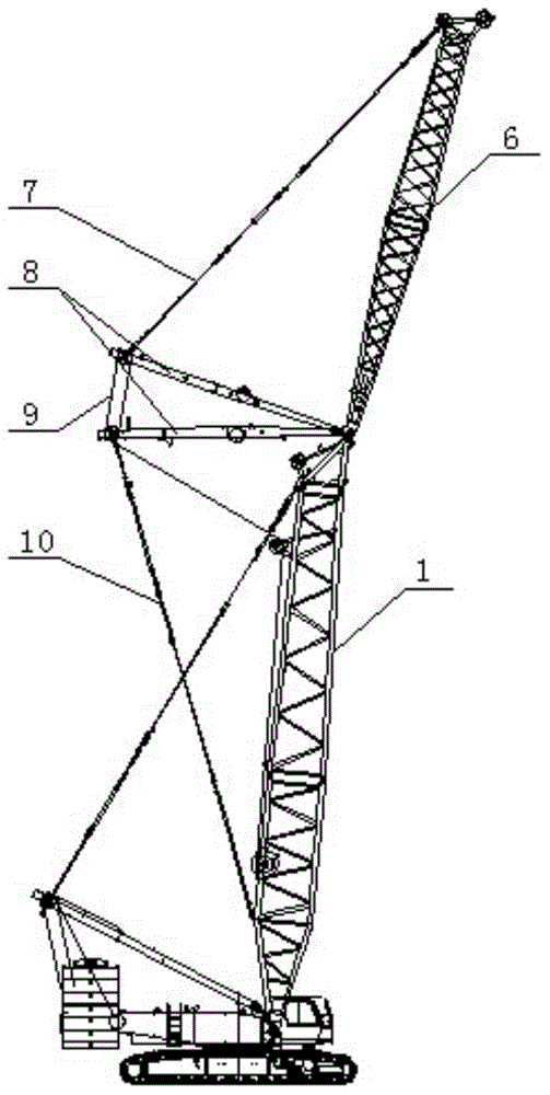 Crawler crane boom structure and crawler crane