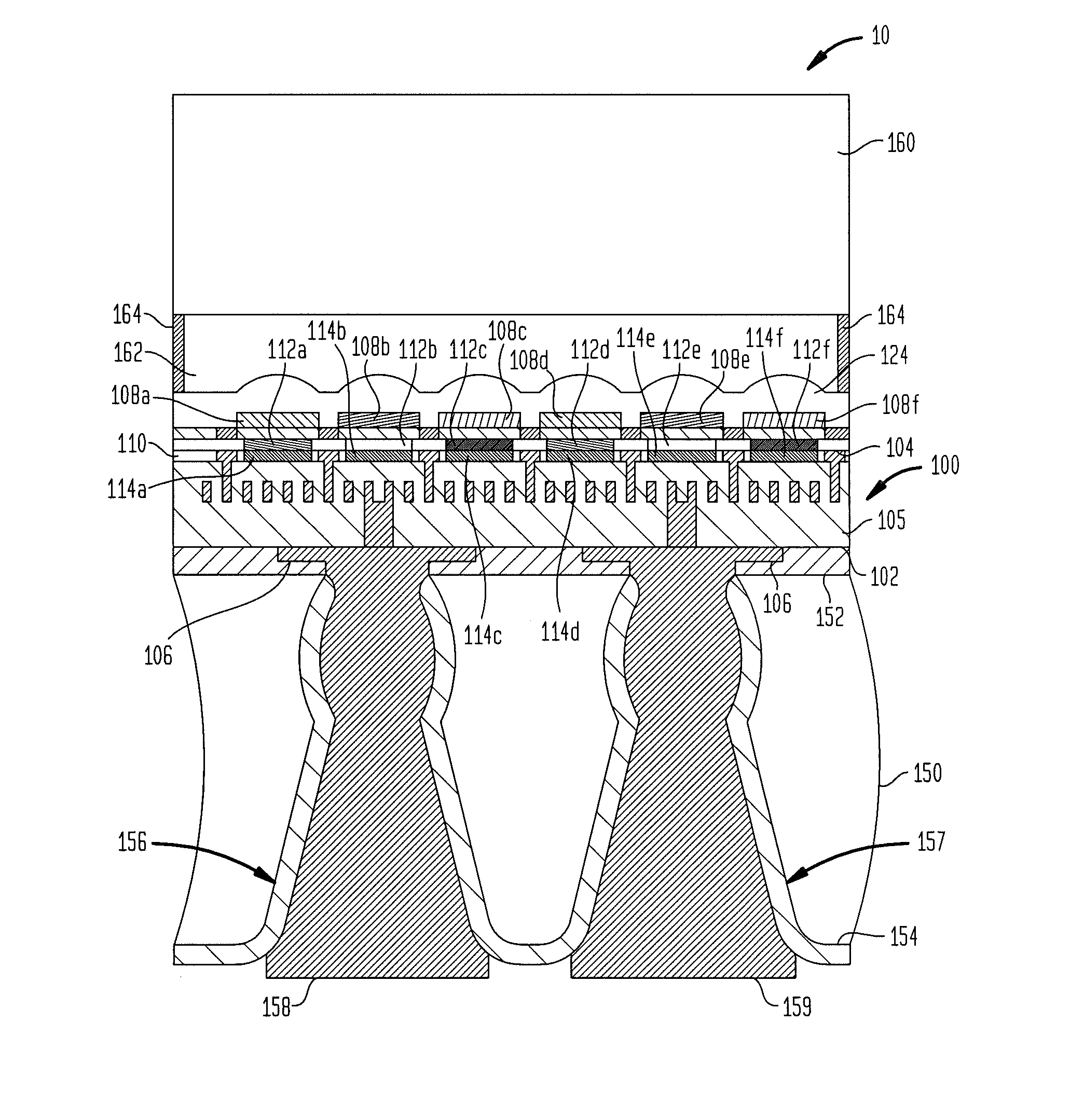 BSI image sensor package with variable light transmission for even reception of different wavelengths