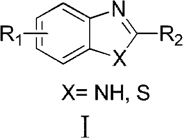 Method for closed-loop synthesis of benzoglioxaline and benzothiazole compounds by catalytic oxidation of primary alcohol