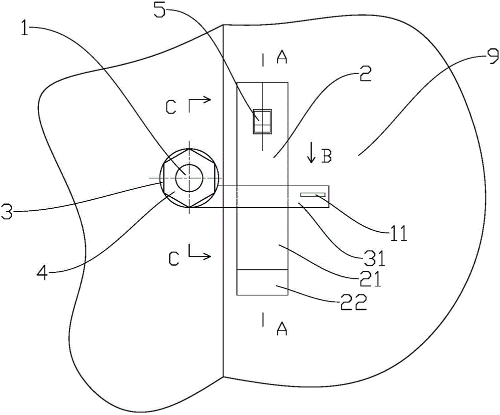Rotary wedge-shaped self-locking air filter door shackle