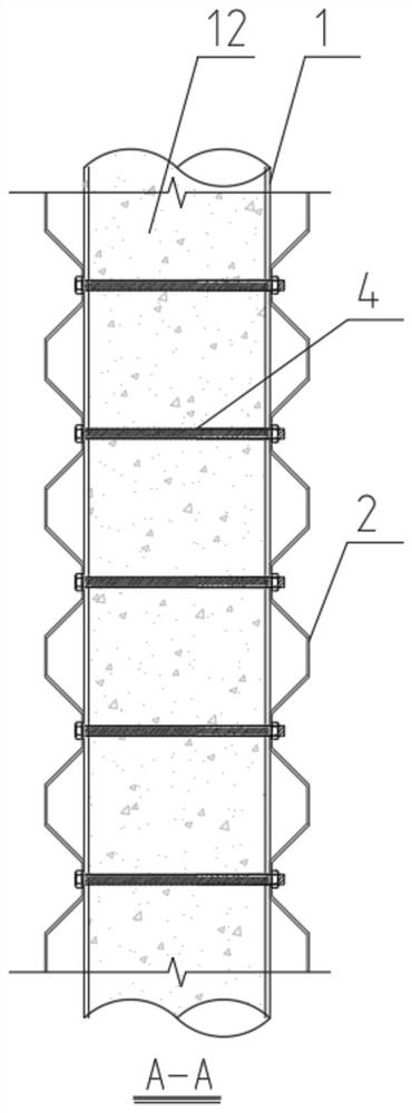 Fabricated round steel tube bundle and corrugated plate combined wall column beam structure system