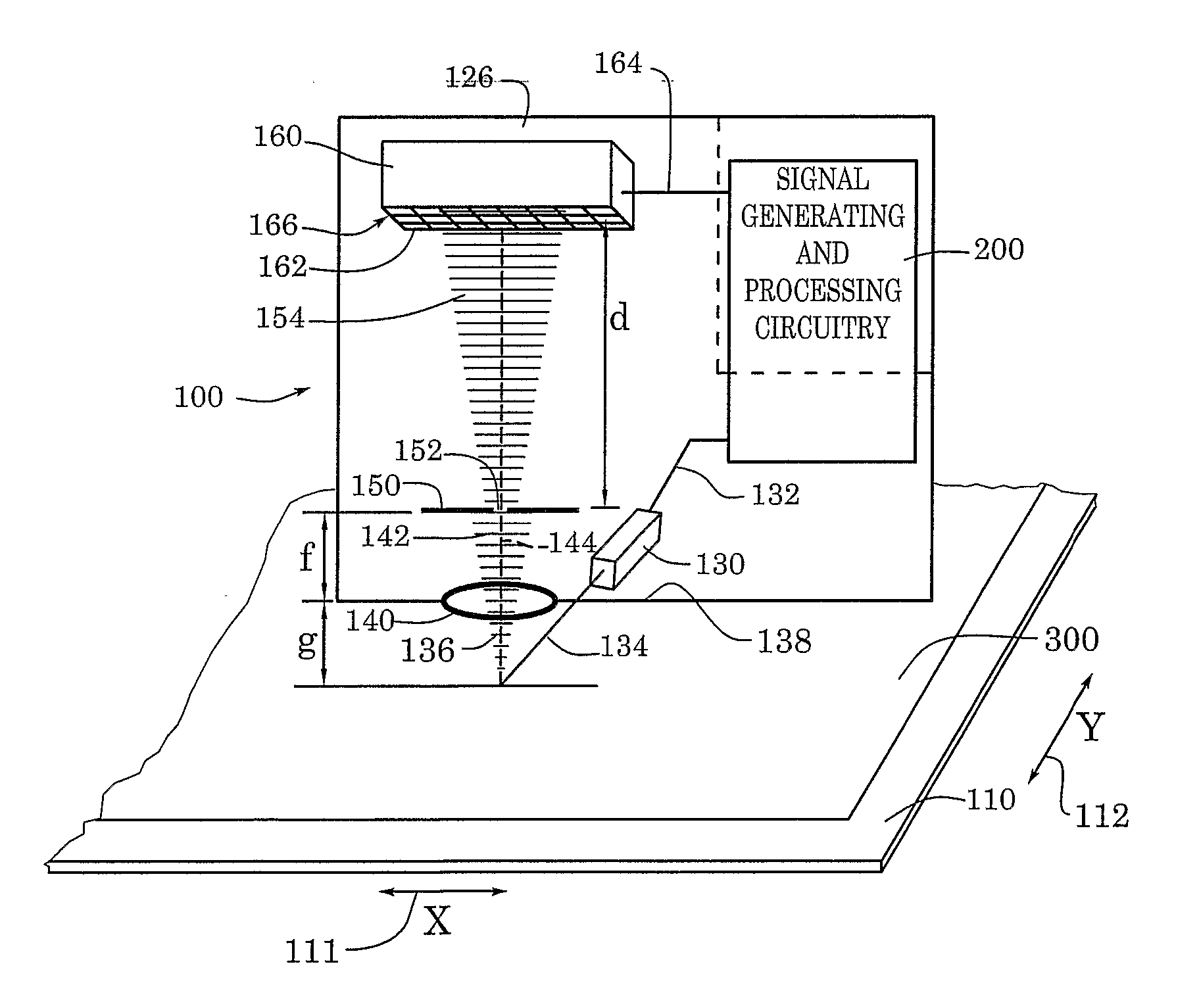 Displacement transducer with selectable detector area