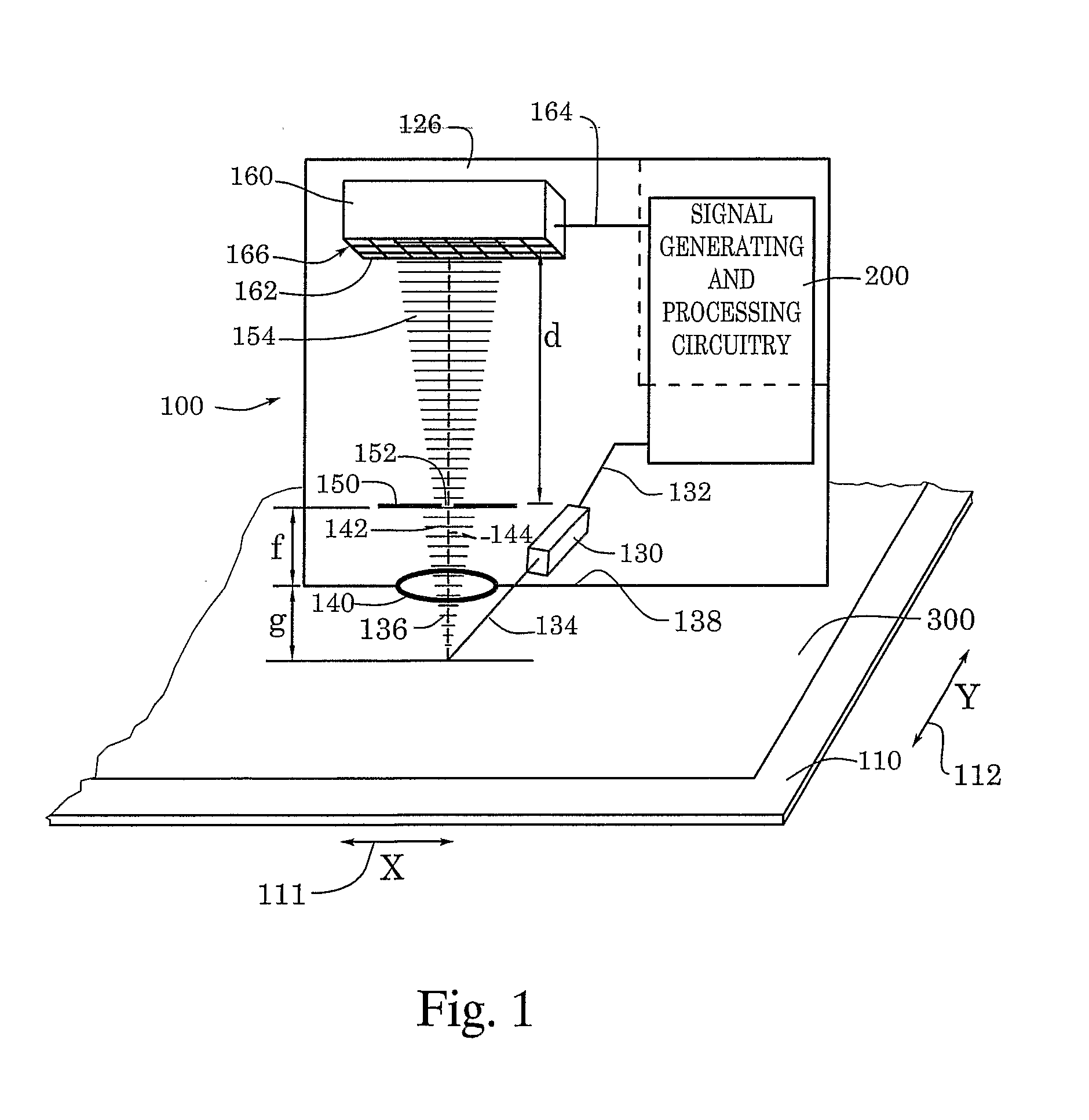 Displacement transducer with selectable detector area