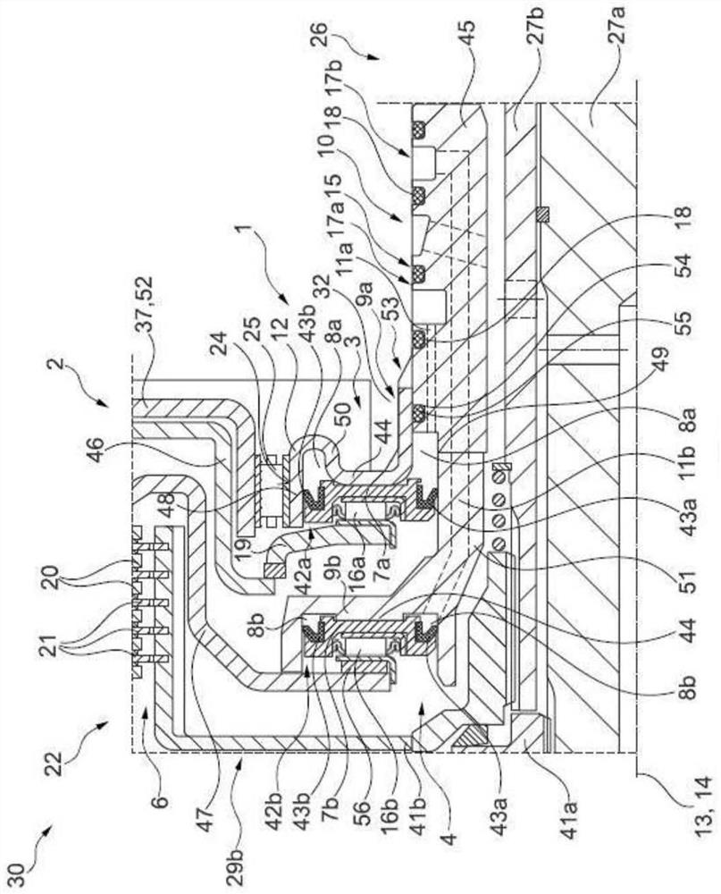Operating device with axially nested slave cylinder; clutch system and drive unit