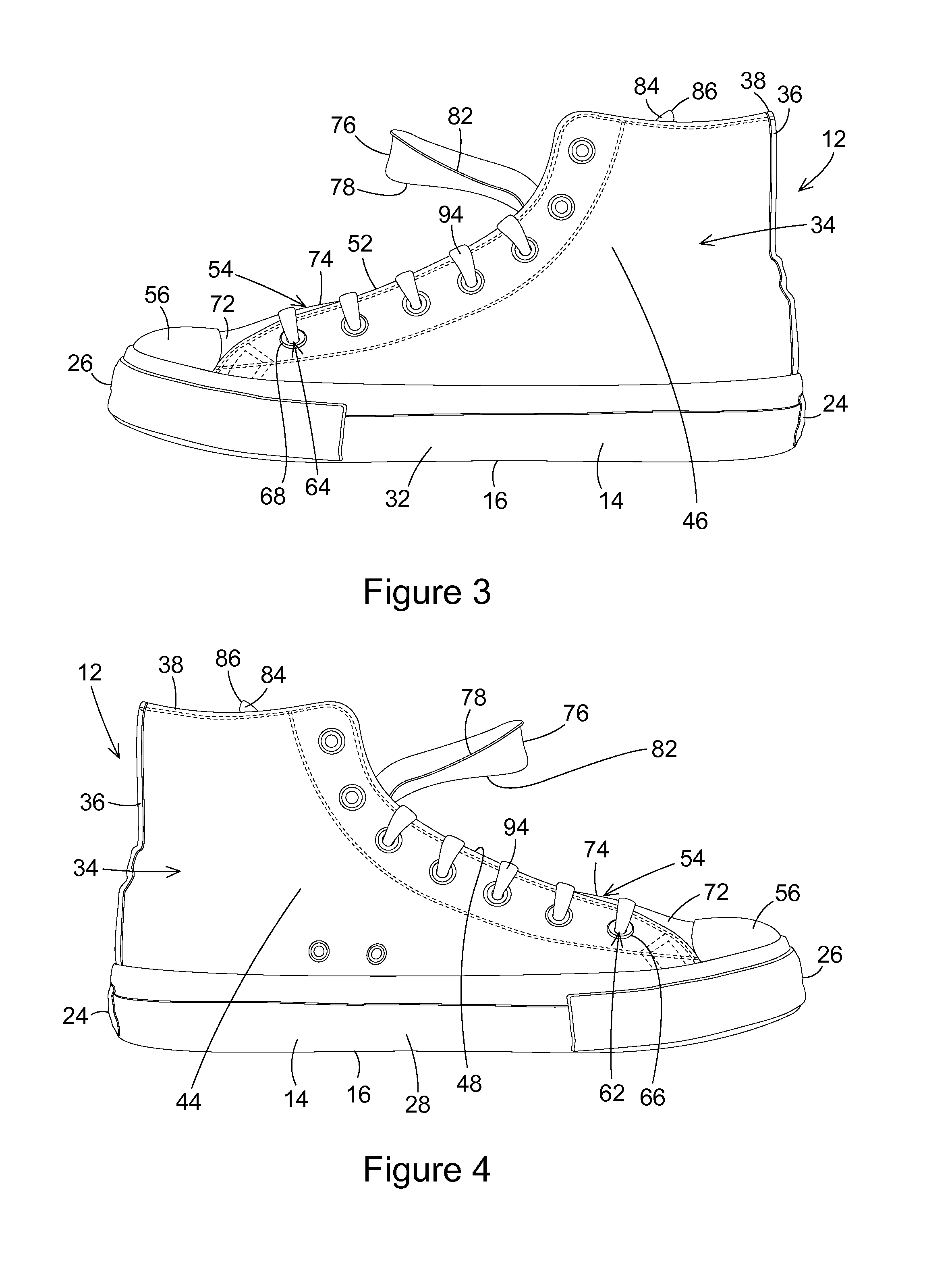 Shoe construction with double tongue