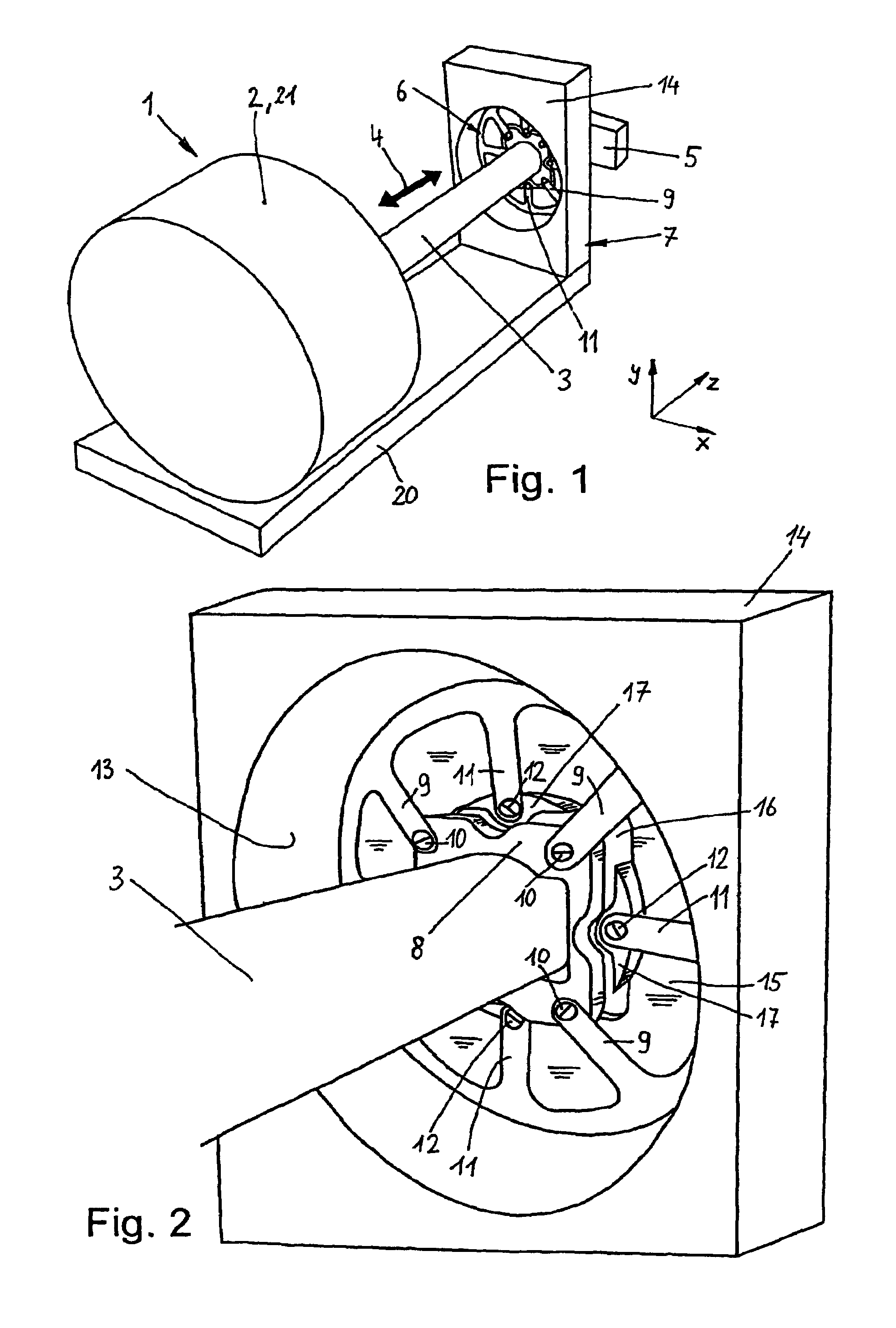 Handler comprising an acceleration device for testing electronic components
