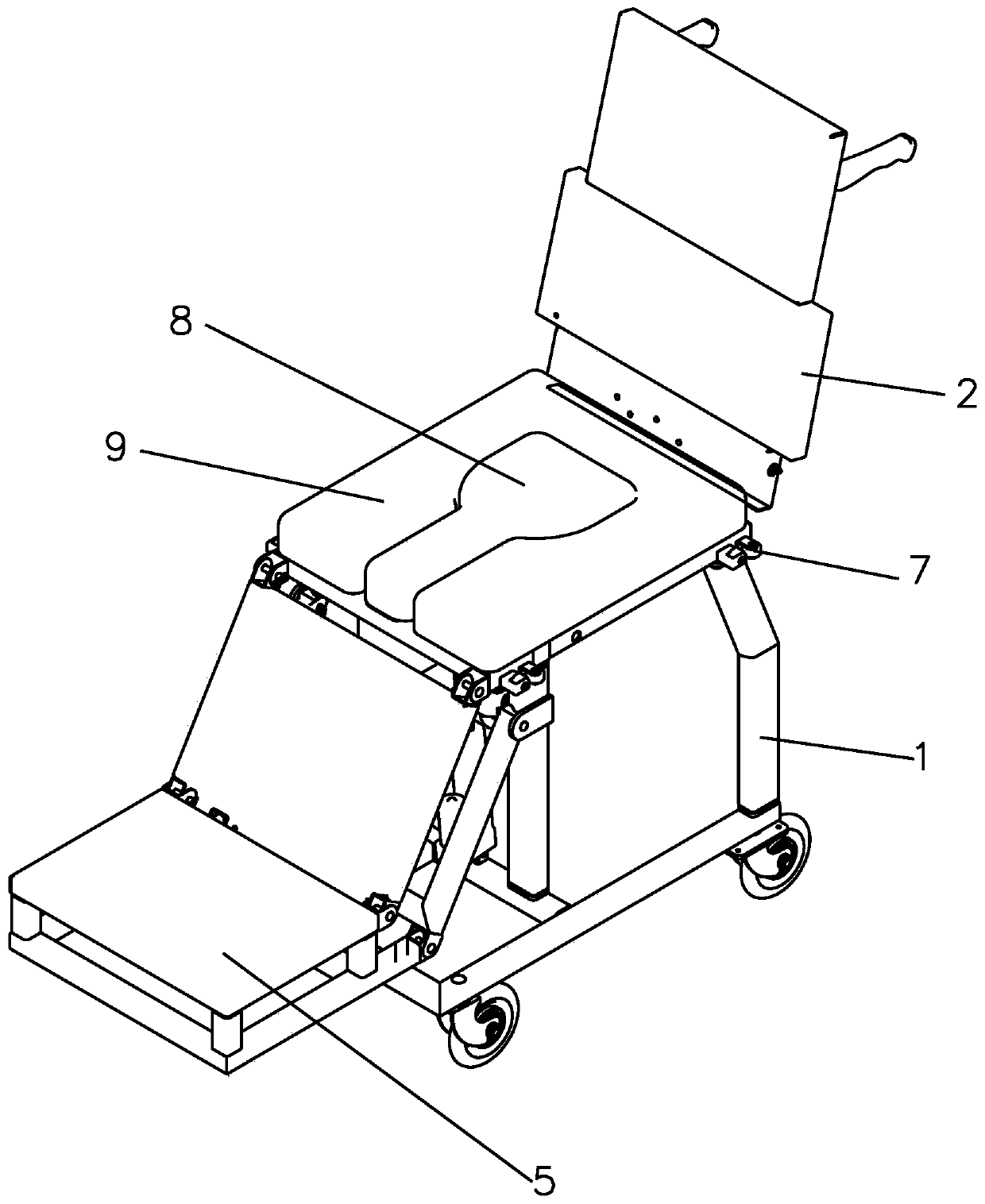 Bed-chair separated nursing bed wheelchair