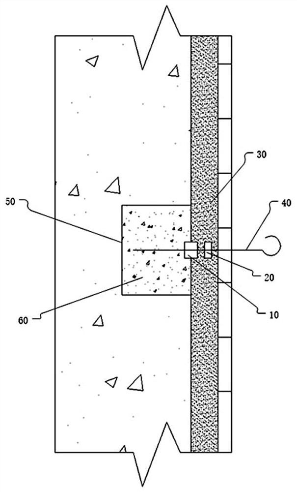 Wall embedded part waterproof structure and construction method thereof