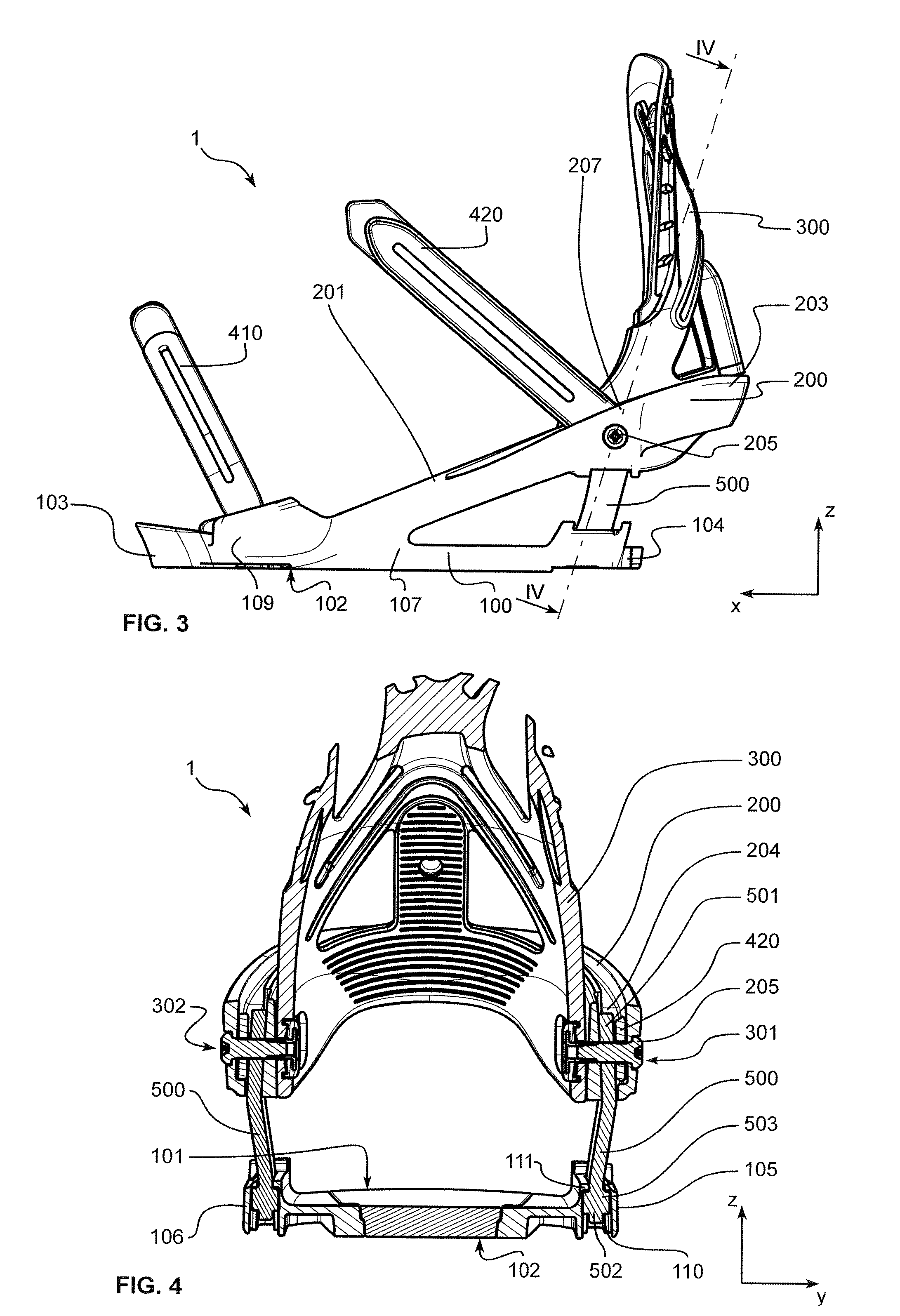 Device for receiving a boot on a gliding apparatus