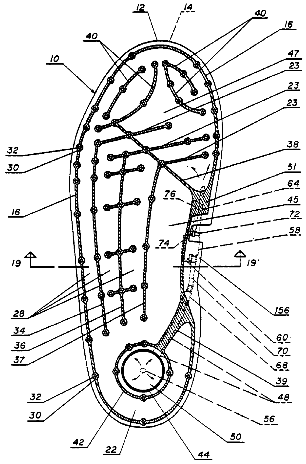 Inflatable sole lining for shoes and boots