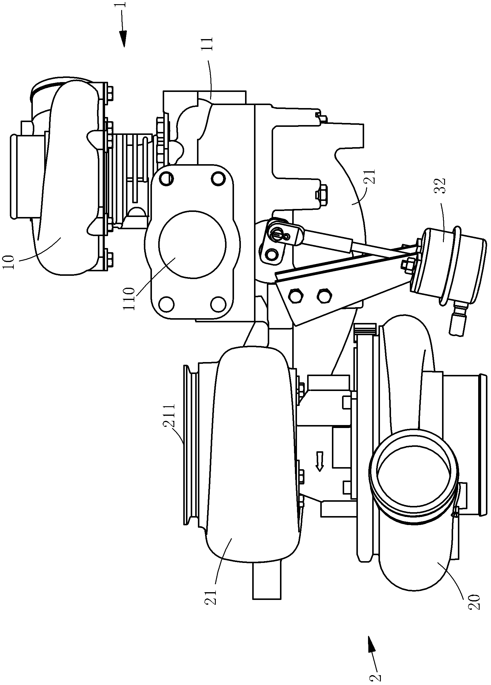 Turbocharger with two-stage supercharging function