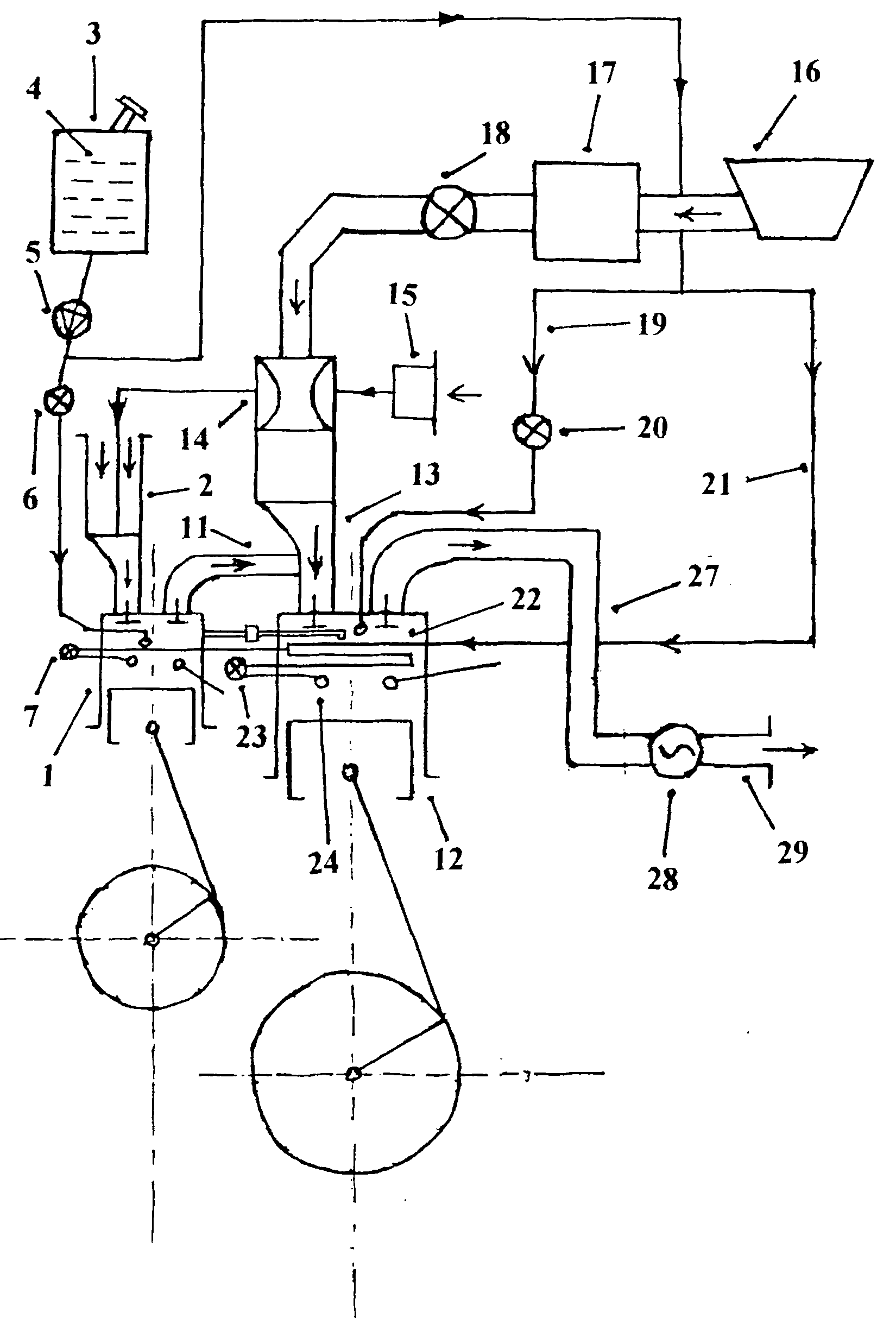 Main component device for ultrahigh-combustion micro-emission energy-saving high-pressure engine for various tail gas compound cylinders