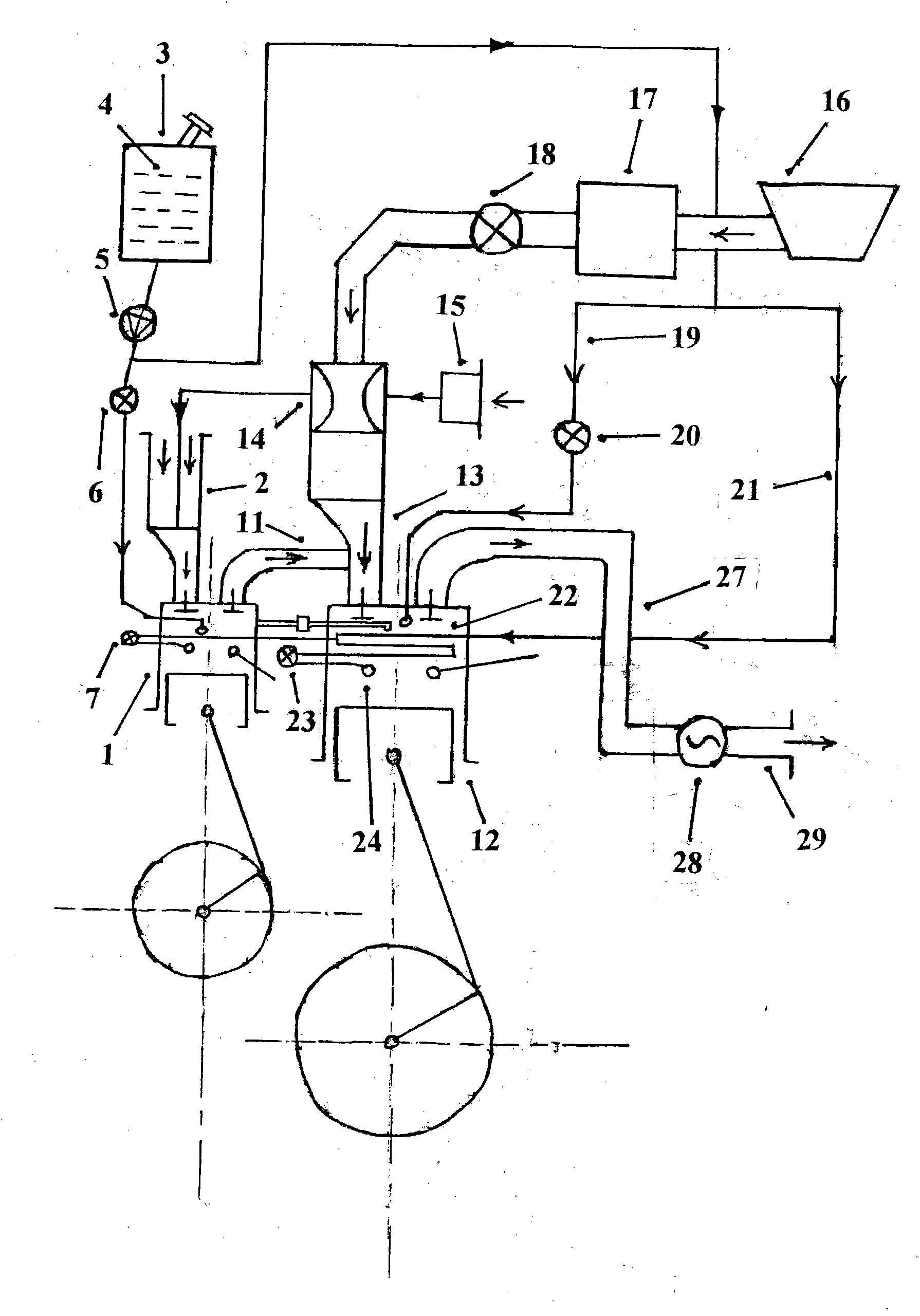 Main component device for ultrahigh-combustion micro-emission energy-saving high-pressure engine for various tail gas compound cylinders