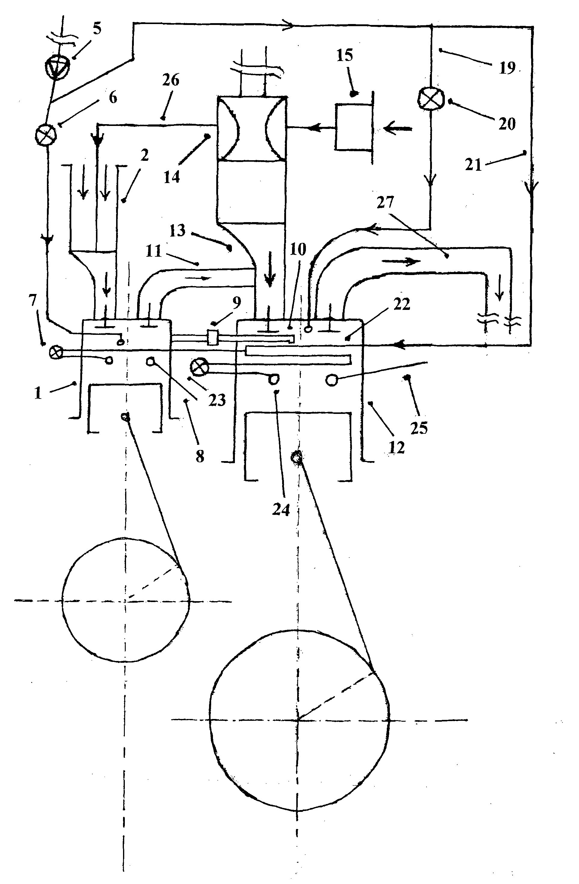 Main component device for ultrahigh-combustion micro-emission energy-saving high-pressure engine for various tail gas compound cylinders