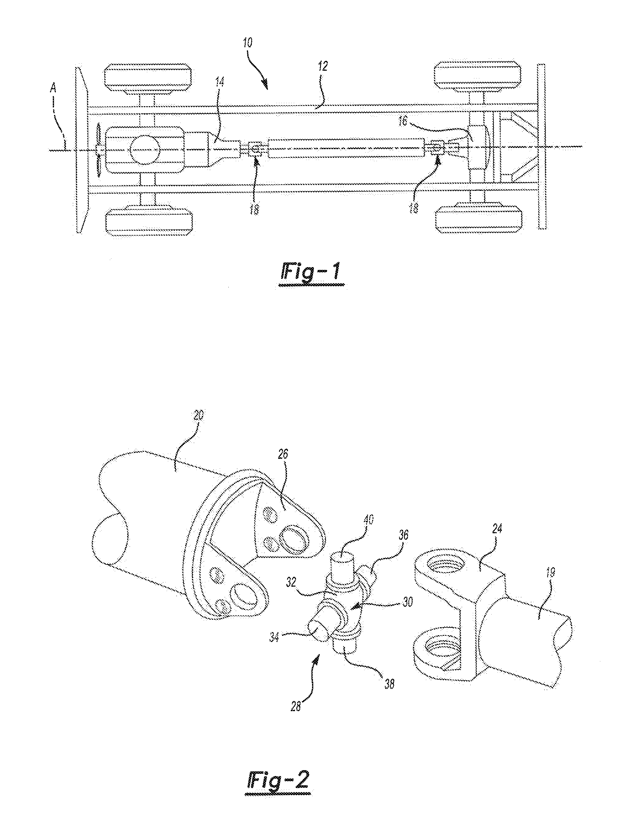 Universal joint assembly for an automotive driveline system