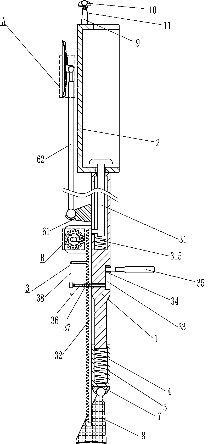 Glass cement applying device for high-place glass window frame