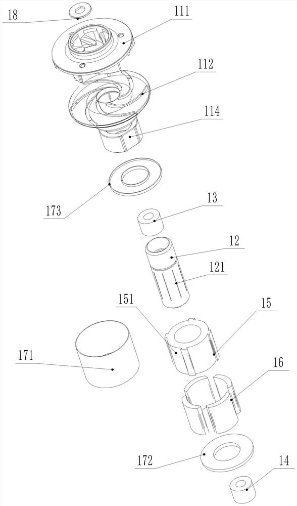 Rotor assembly of high-power brushless electronic water pump and mounting structure of rotor assembly