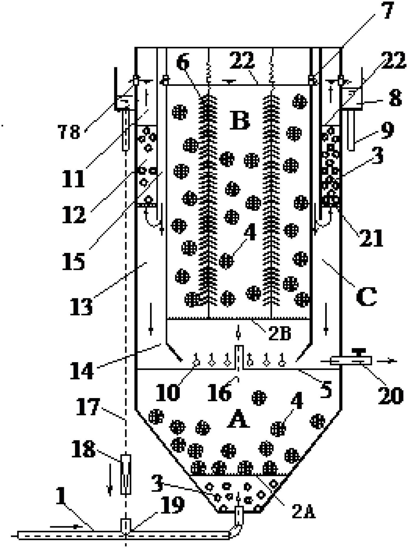 Integrated internal circulation type denitrification and decarburization bio-membrane reactor and operating method thereof