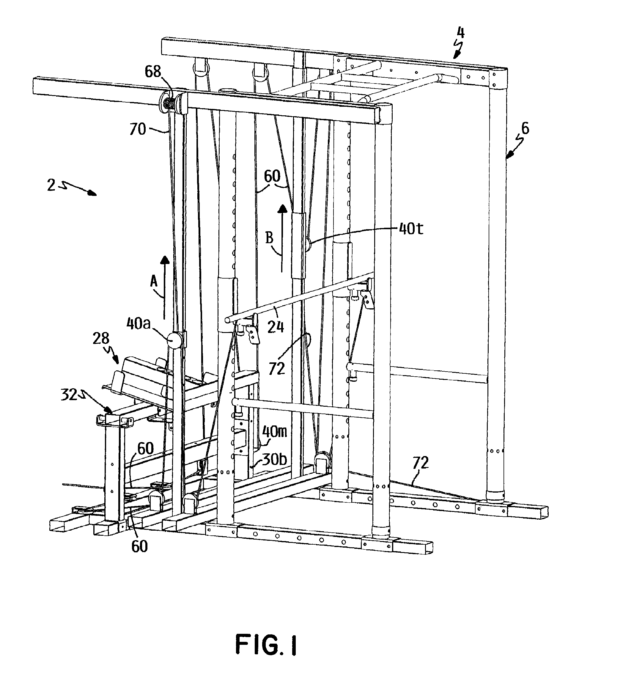 Exercise machine for providing weight lifting exercises similar to those provided by a free weight barbell