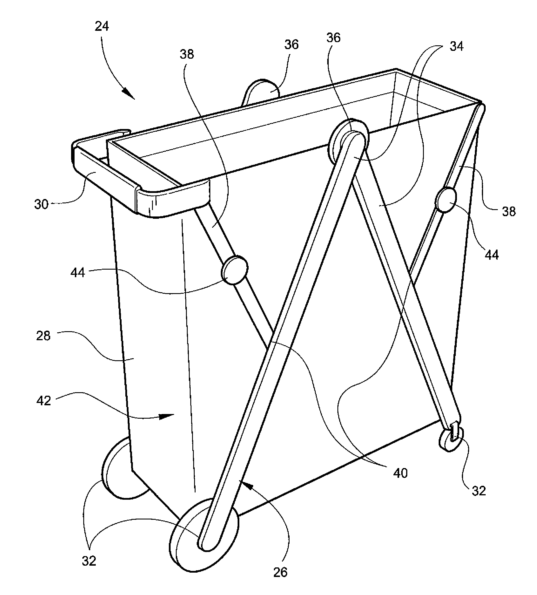 Folding cart for galley