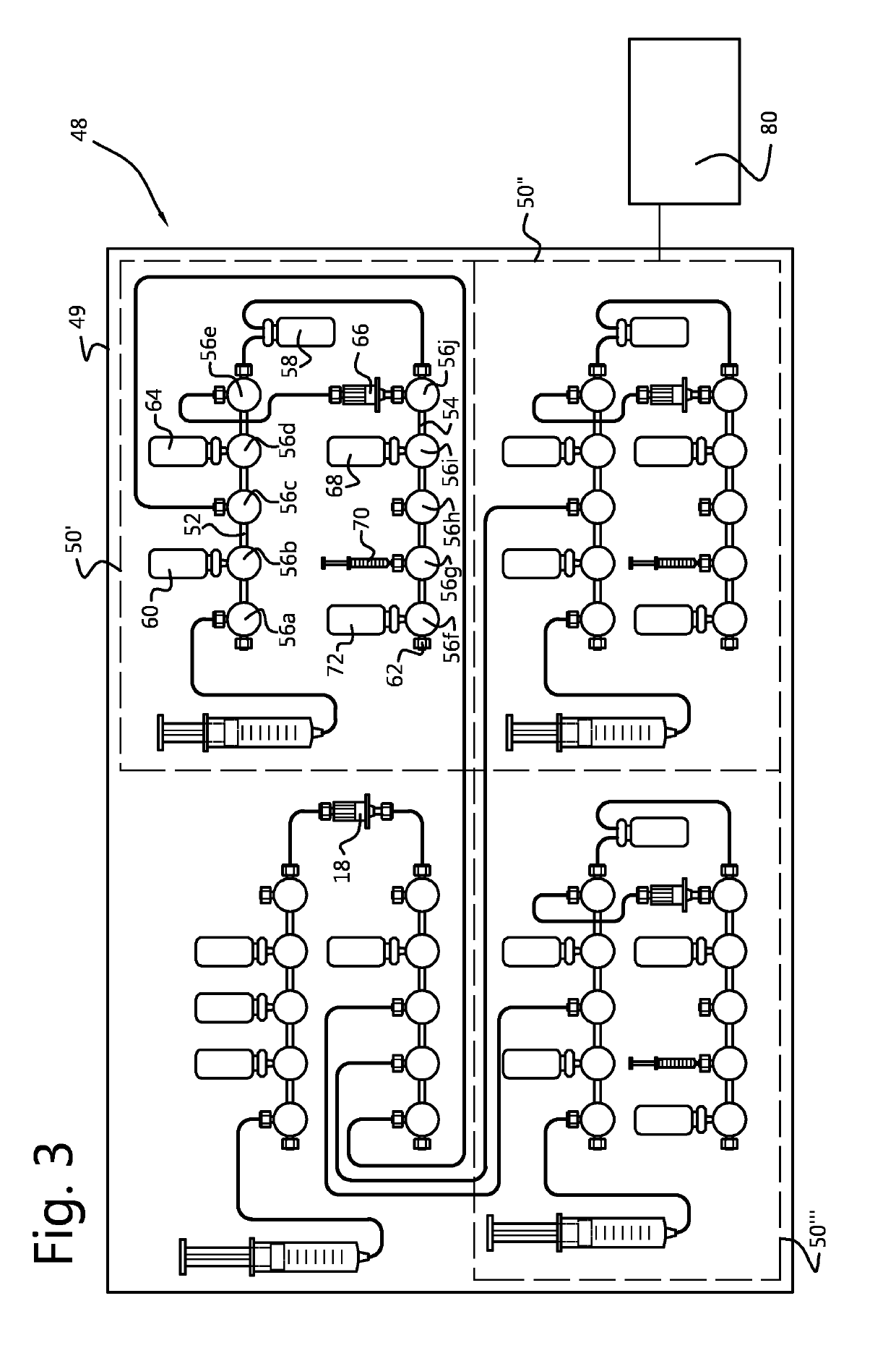 Method of performing a plurality of synthesis processes of preparing a radiopharmaceutical in series, a device and cassette for performing this method