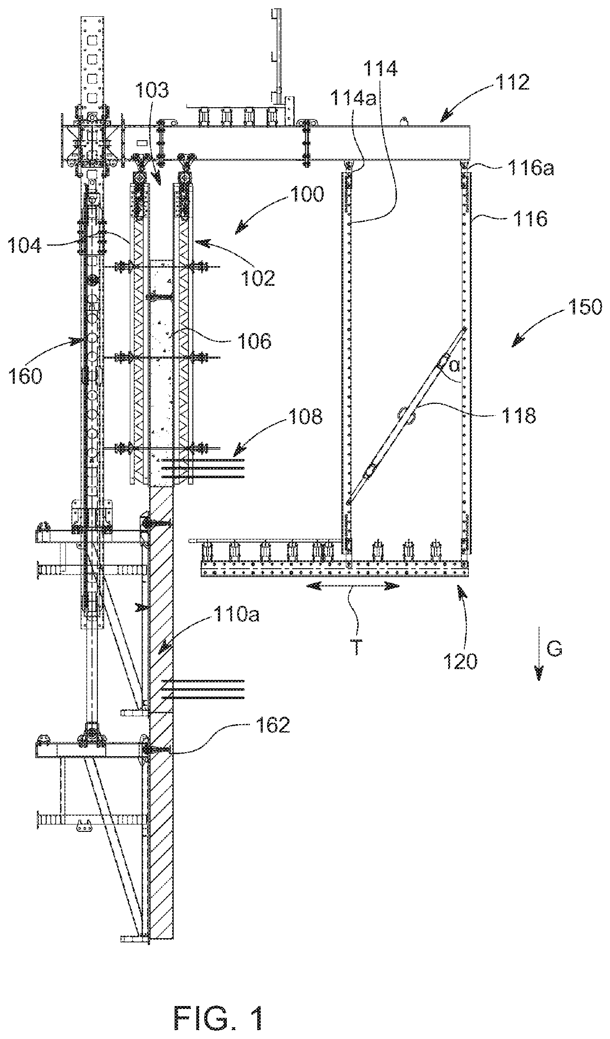 Suspended translating platform