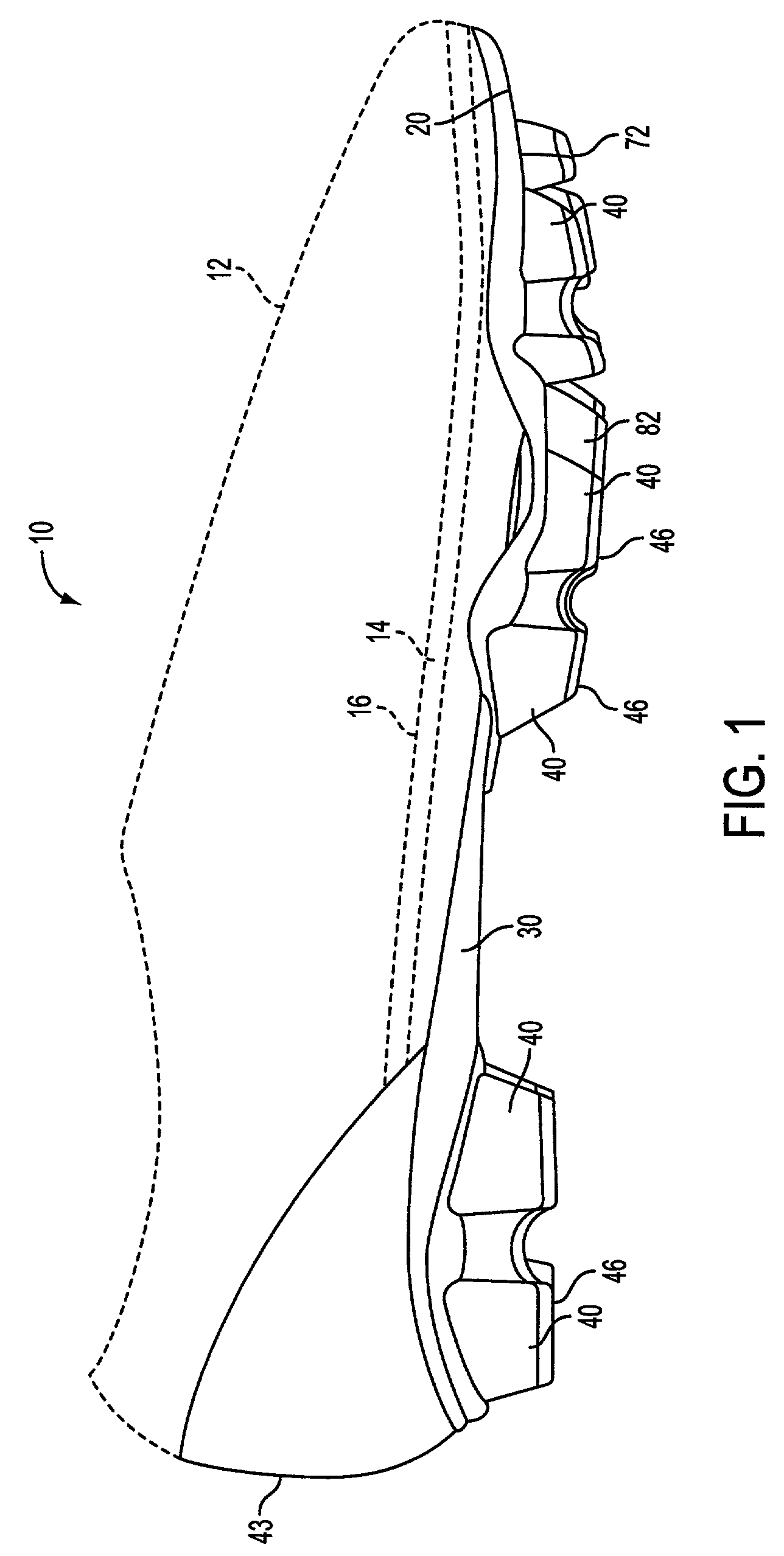 Article of footwear having a regional cleat configuration
