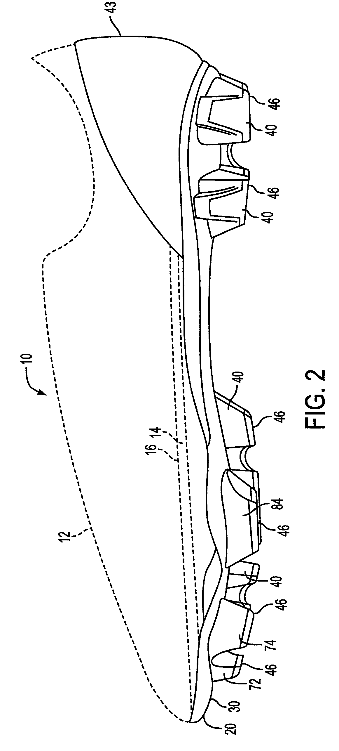 Article of footwear having a regional cleat configuration