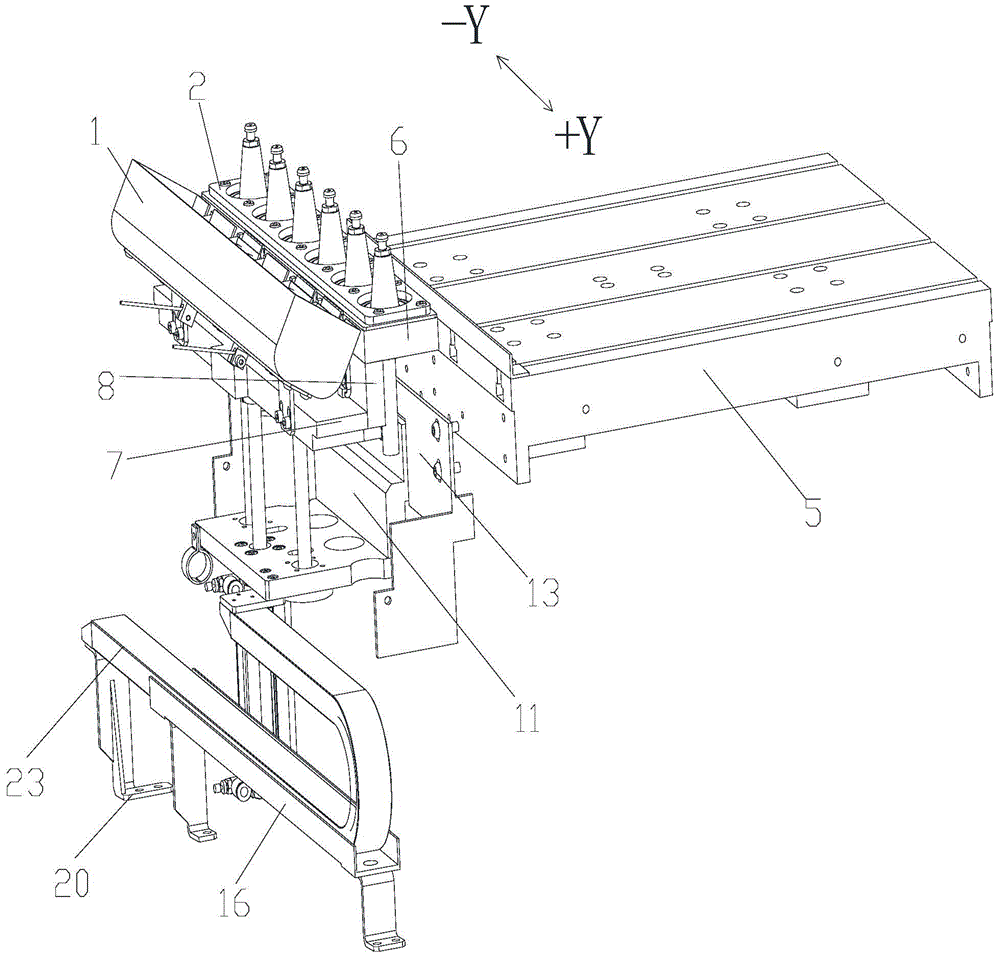 Multi-working-position precision-carving machine workbench side-mounted integrated tool magazine