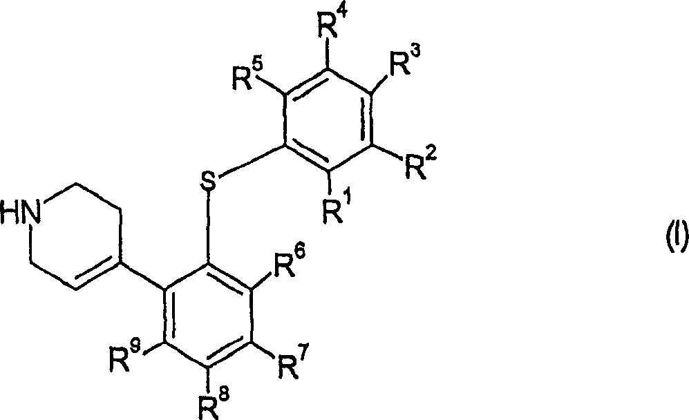 4-(2-phenylsulfanyl-phenyl)-1,2,3,6-tetrahydropyridine derivatives as serotonin reuptake inhibitors