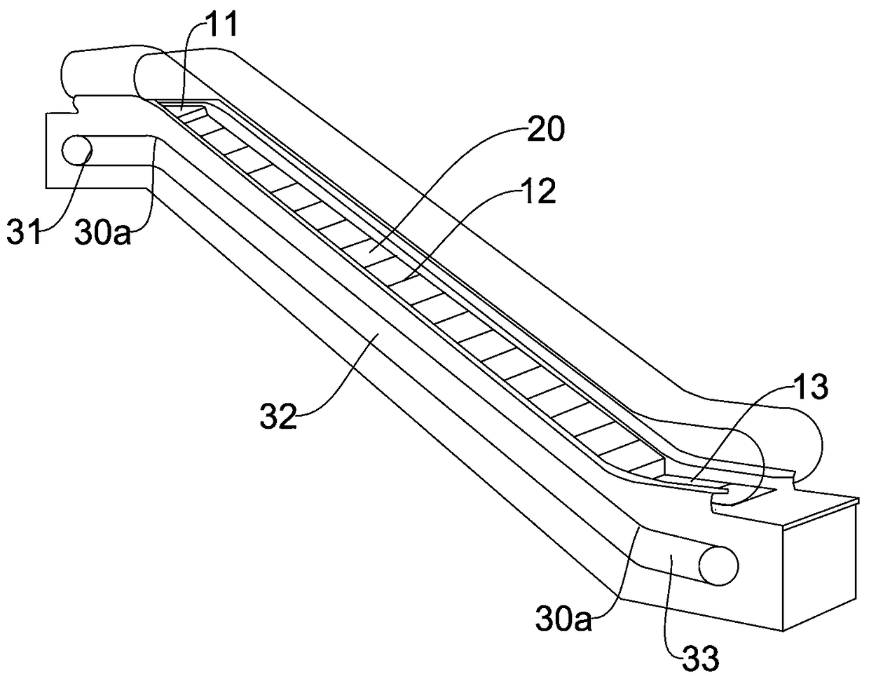 Double-arc sidewalk escalator