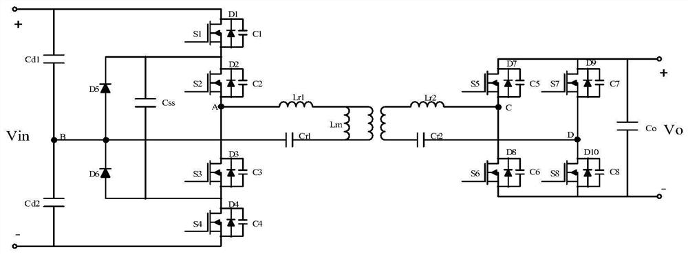 DC transformer topology and control method based on three-level clllc resonant converter